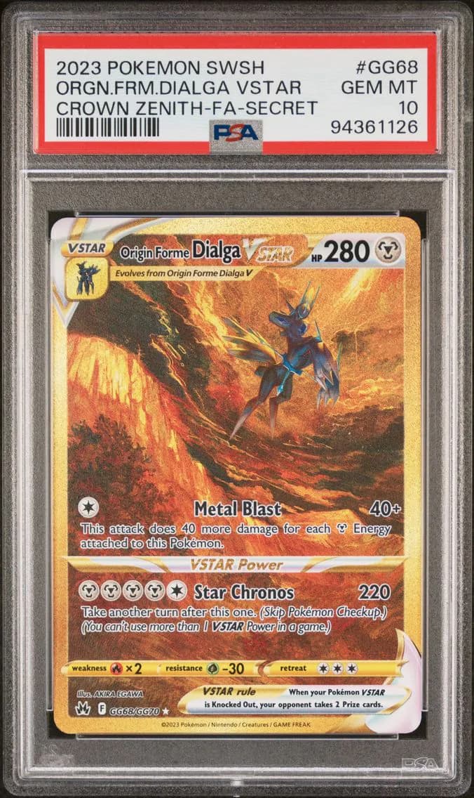 2023 #GG68 Full Art/Origin Forme Dialga Vstar PSA 10 Sword and Shield Crown Zenith Pokemon