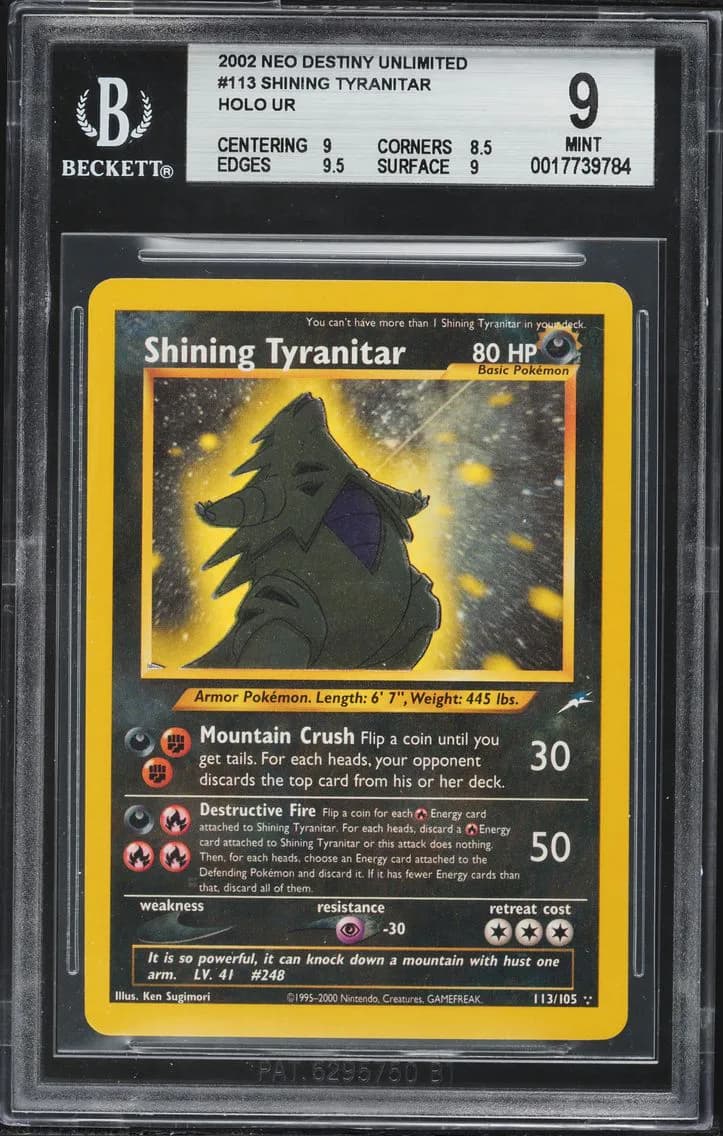 2002 #113 Shining Tyranitar BGS 9 Neo Destiny Pokemon
