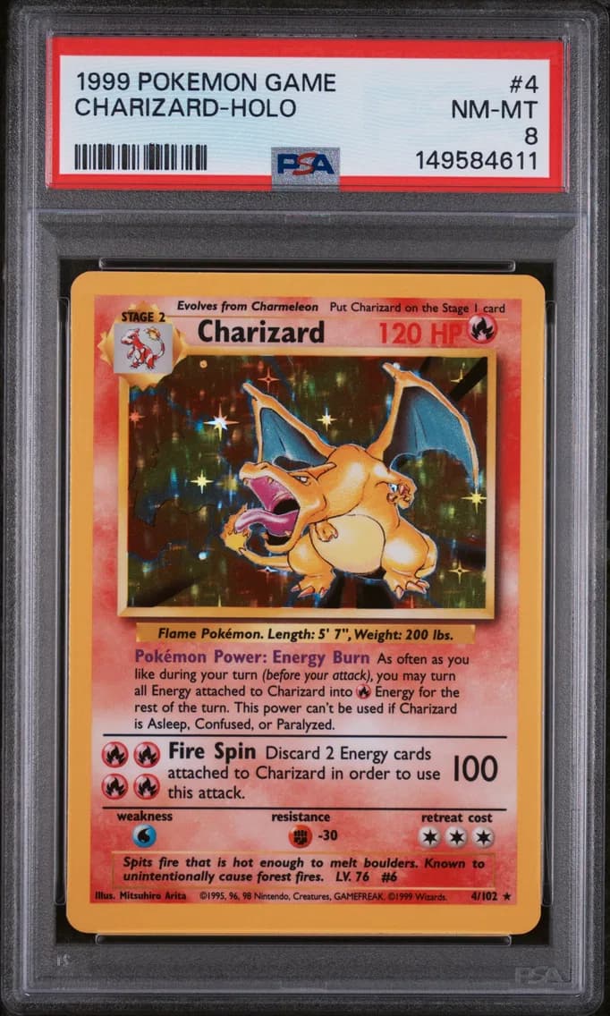 1999 #4 Charizard-Holo PSA 8 Game