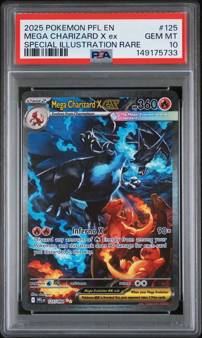 2025 #125 Mega Charizard X EX PSA 10 Pfl EN-Phantasmal Flames