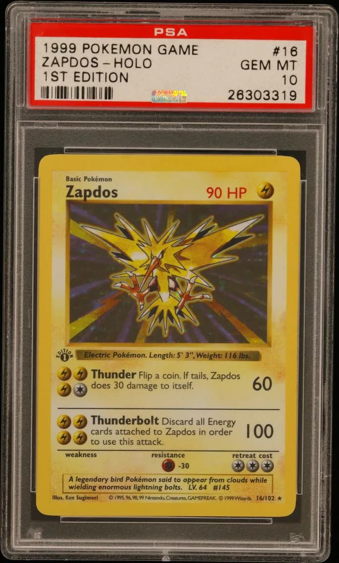 1999 #16 Zapdos-Holo 1st Edition PSA 10 Game