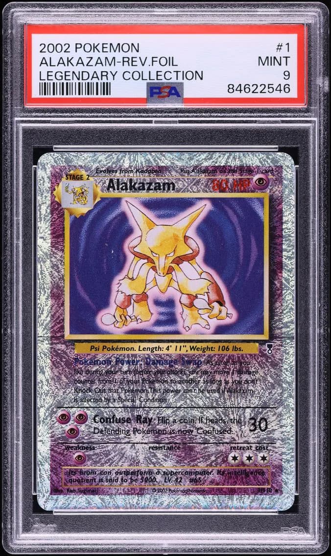2002 #1 Alakazam-Reverse Foil PSA 9 Legendary Collection Pokemon
