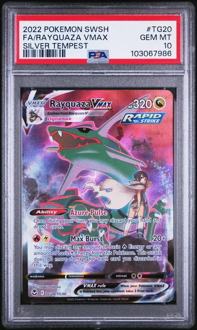 2022 #TG20 Full Art/Rayquaza Vmax PSA 10 Sword & Shield Silver Tempest Pokemon
