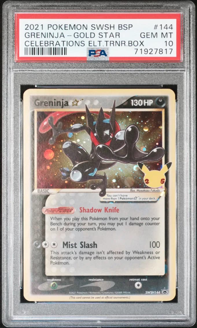 2021 #144 Greninja-Gold Star PSA 10 Swsh Black Star Promo