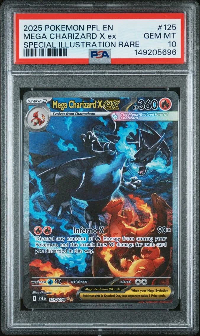 2025 #125 Mega Charizard X EX PSA 10 Pfl EN-Phantasmal Flames