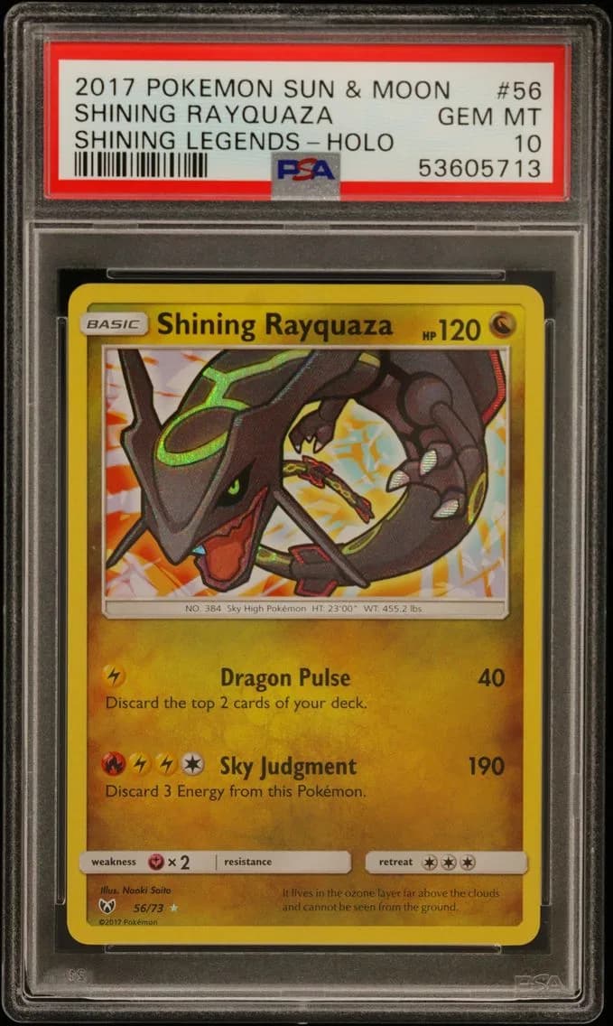 2017 #56 Shining Rayquaza-Holo PSA 10 Sun & Moon Shining Legends