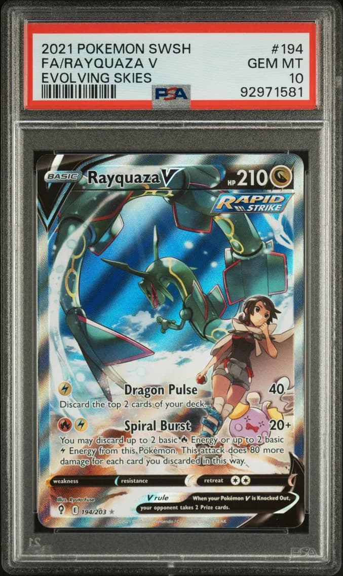2021 #194 Full Art/Rayquaza V PSA 10 Sword & Shield Evolving Skies