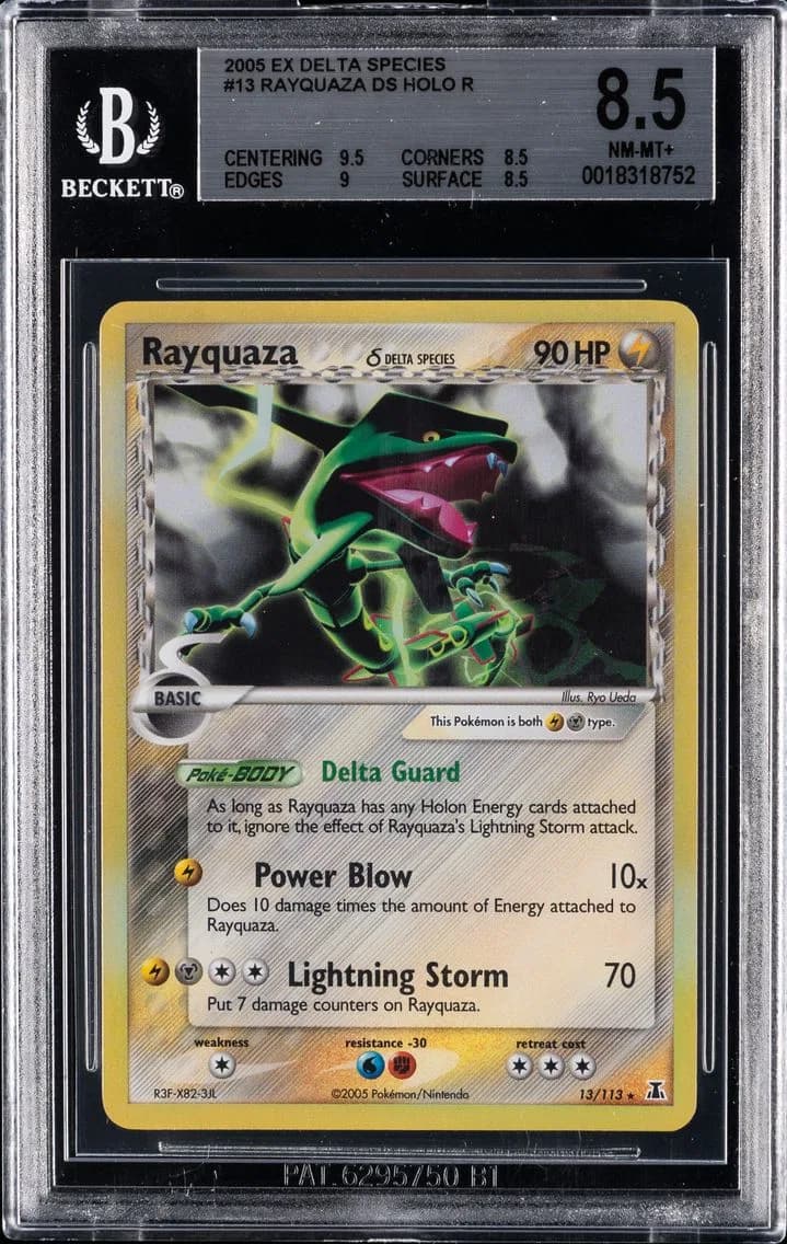 2005 #13 Rayquaza HOLO R BGS 8.5 EX Delta Species Pokemon