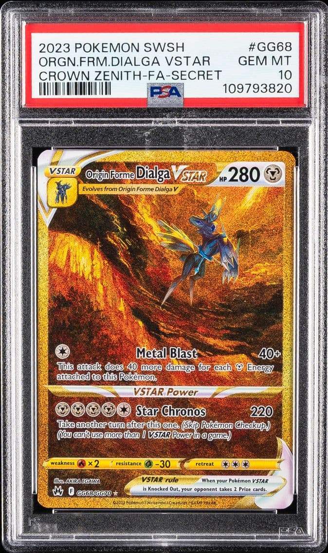 2023 #GG68 Full Art/Origin Forme Dialga Vstar PSA 10 Sword and Shield Crown Zenith Pokemon