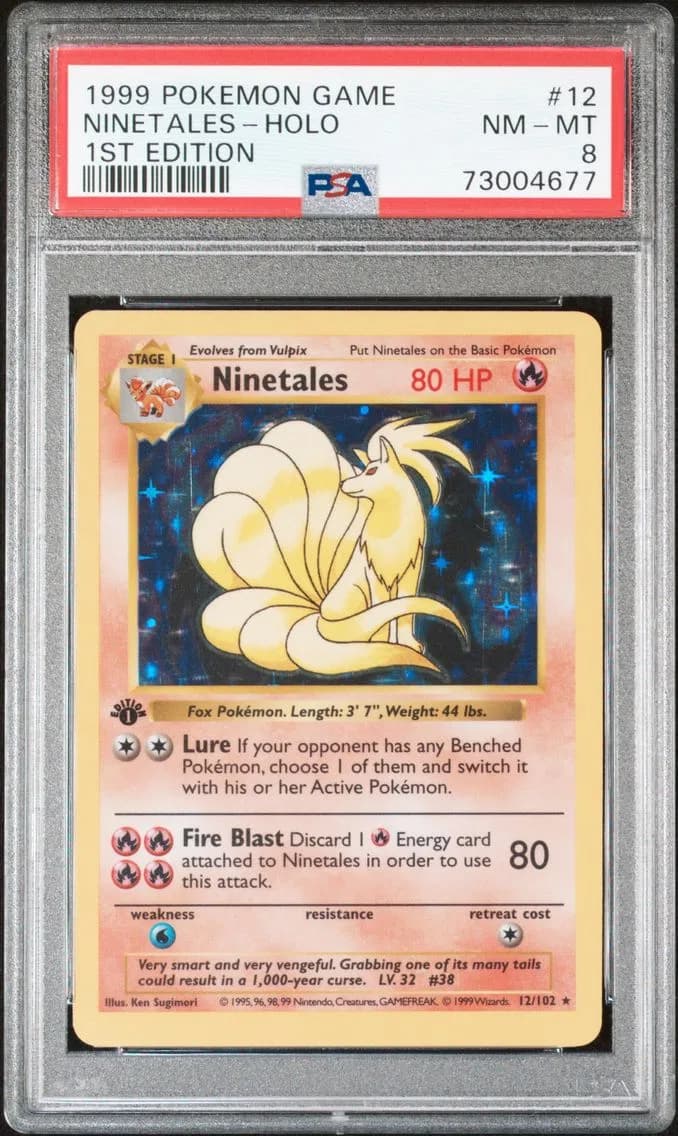 1999 #12 Ninetales-Holo 1st Edition PSA 8 Game
