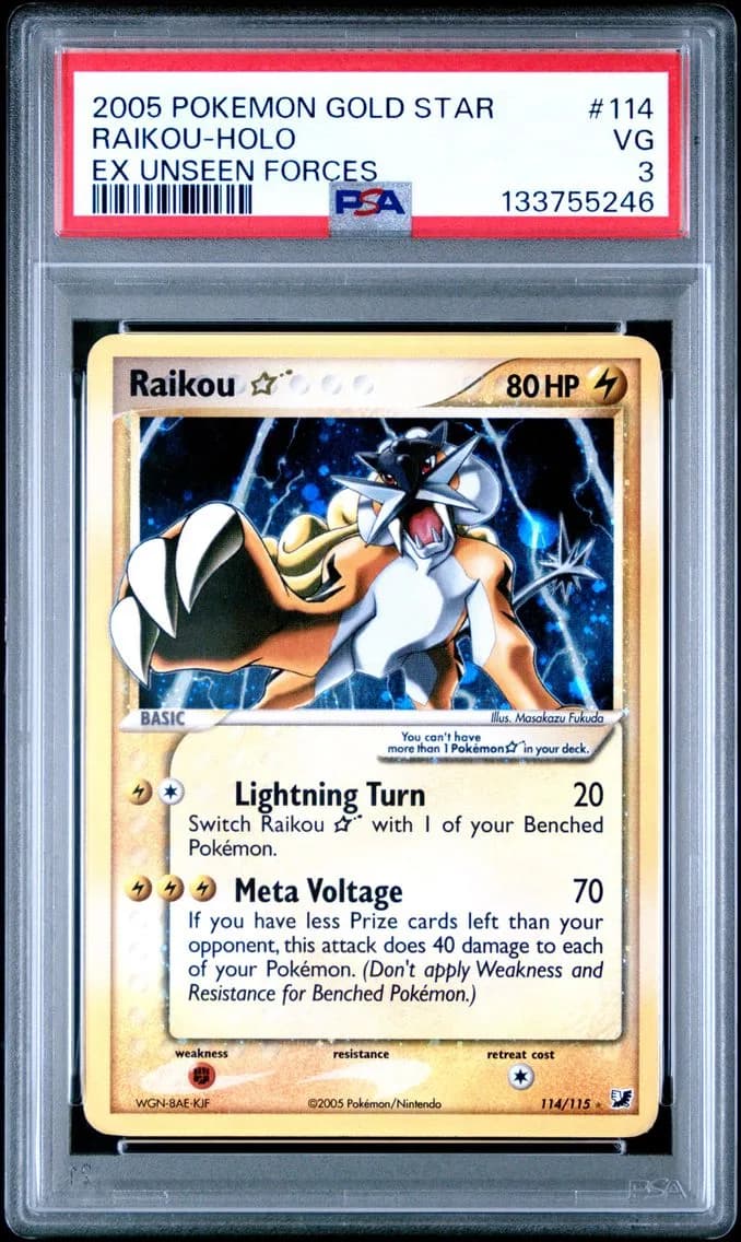 2005 #114 Raikou-Holo Gold Star PSA 3 EX Unseen Forces