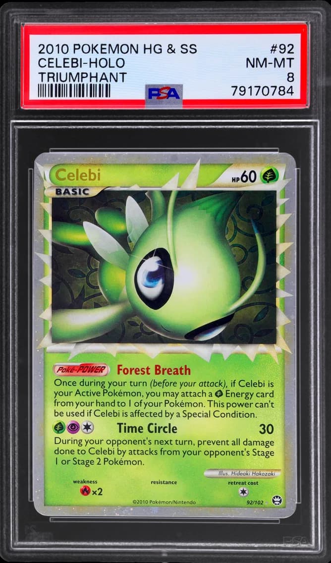 2010 #92 HS TRIUMPHANT HOLO CELEBI PRIME PSA 8 POKEMON