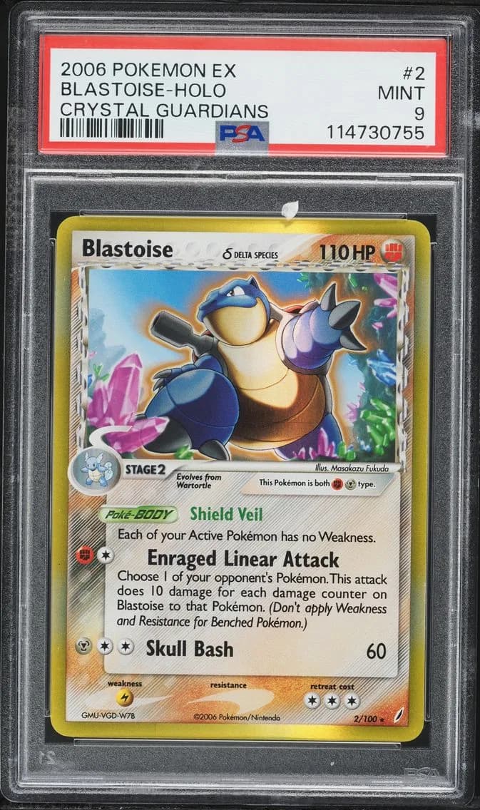 2006 #2 Blastoise-Holo PSA 9 EX Crystal Guardians Pokemon