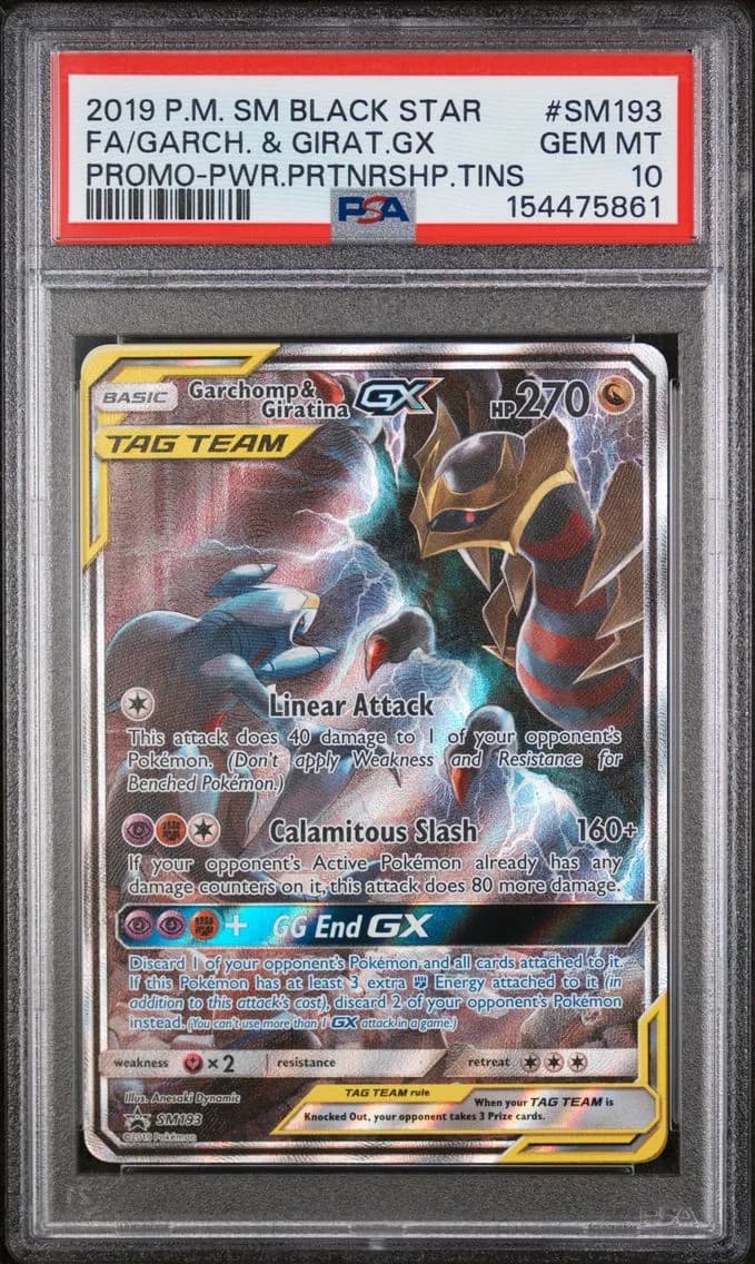 2019 #SM193 Full Art/Garchomp & Giratina GX PSA 10 SM Black Star Promo