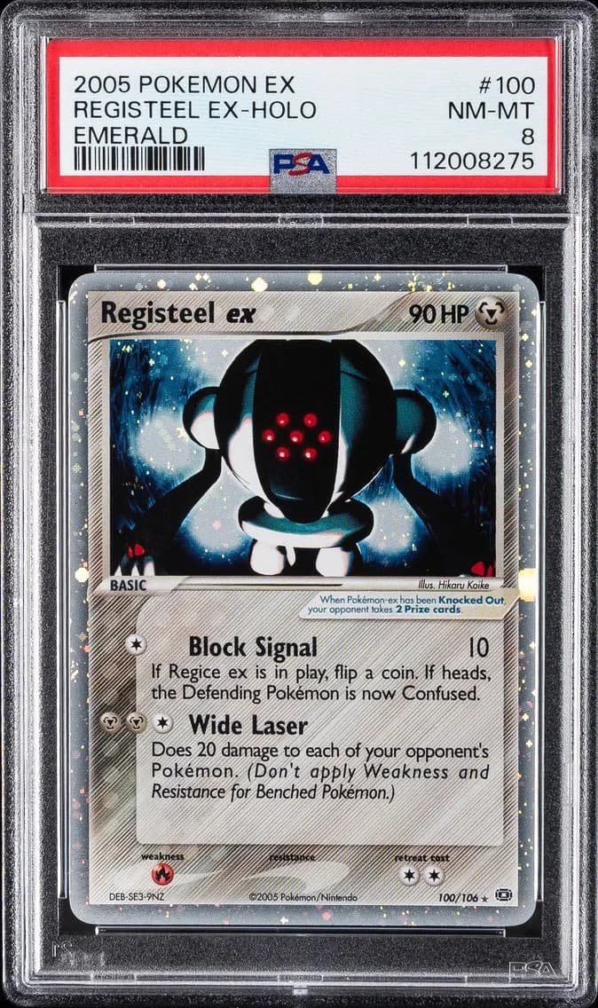 2005 #100 Registeel EX-Holo PSA 8 EX Emerald Pokemon
