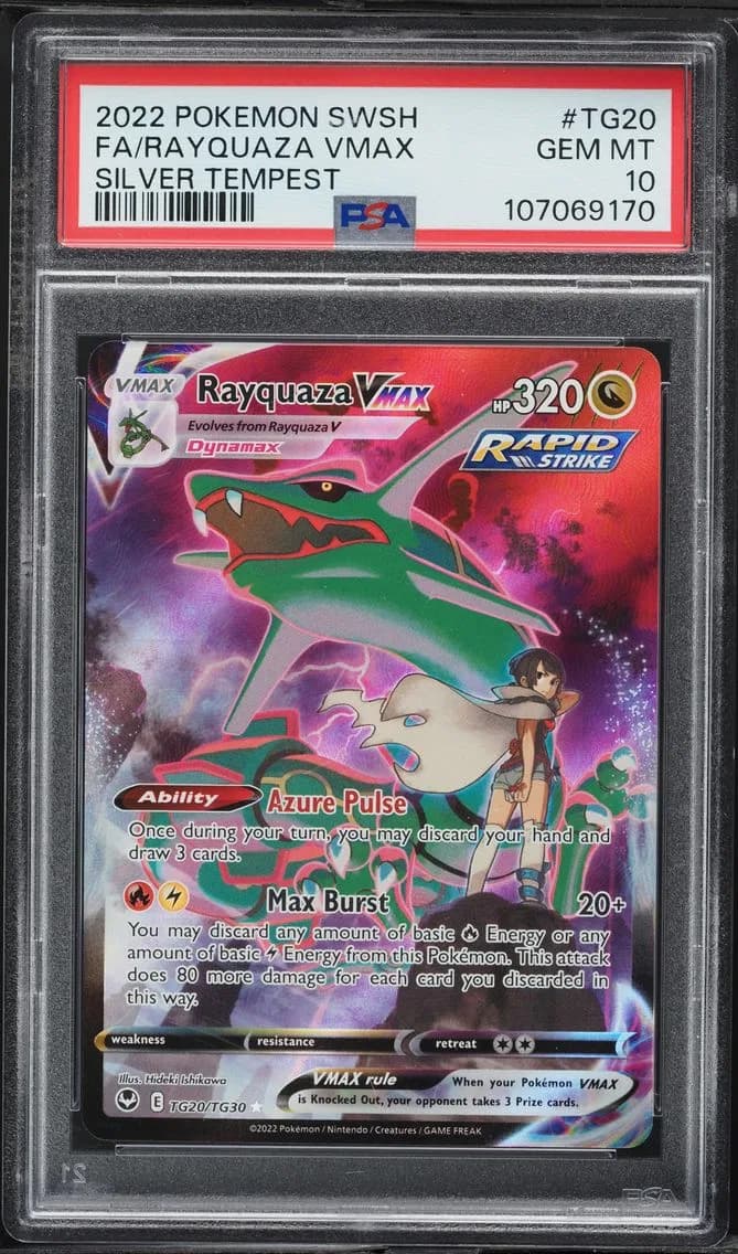2022 #TG20 Full Art/Rayquaza Vmax PSA 10 Sword & Shield Silver Tempest Pokemon