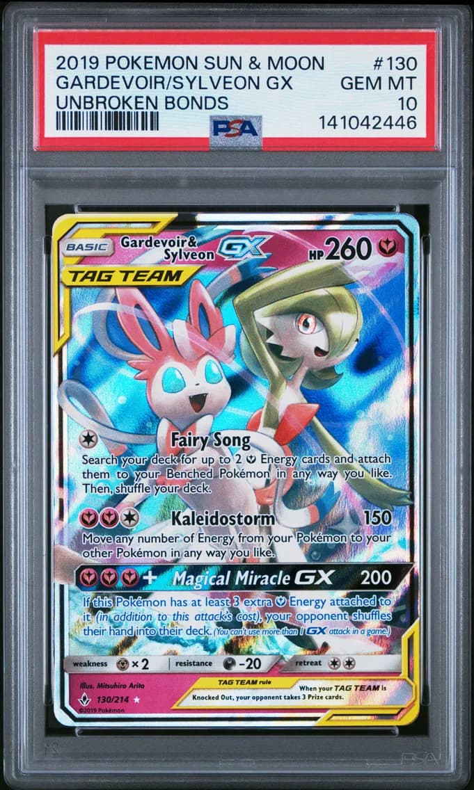 2019 #130 Gardevoir & Sylveon GX PSA 10 Sun & Moon Unbroken Bonds