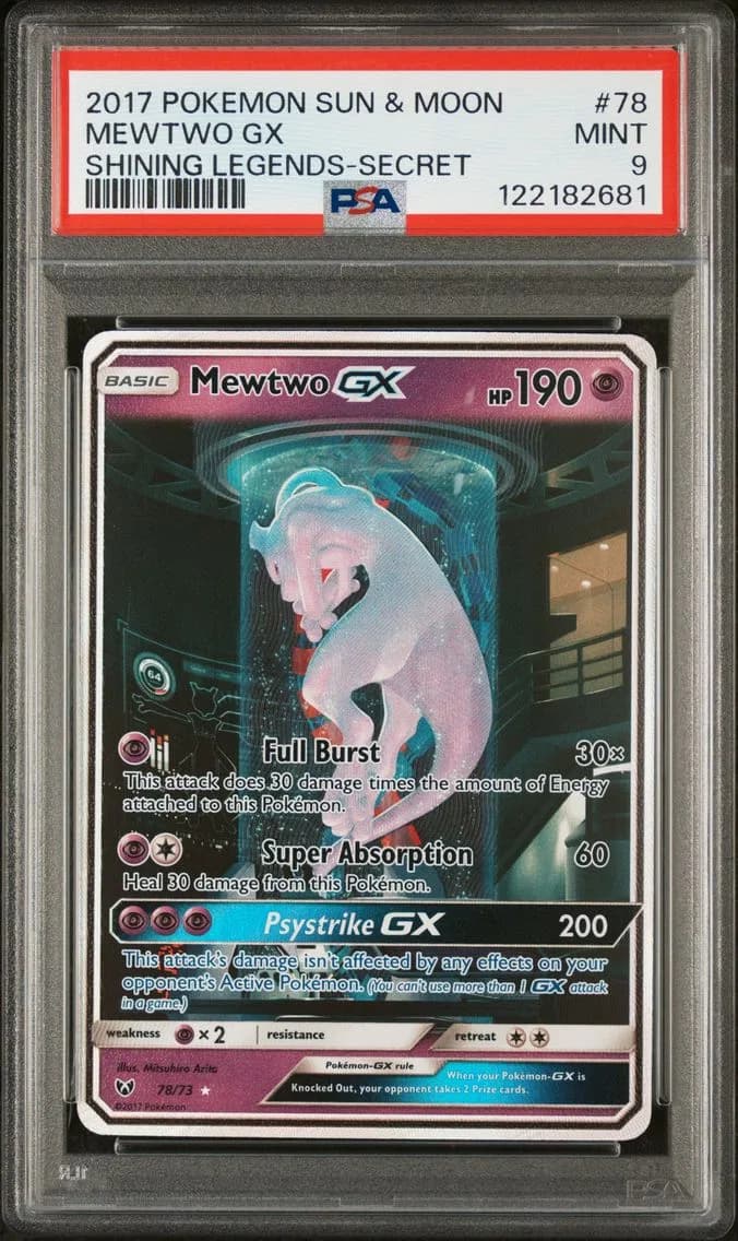 2017 #78 Mewtwo GX PSA 9 Sun & Moon Shining Legends