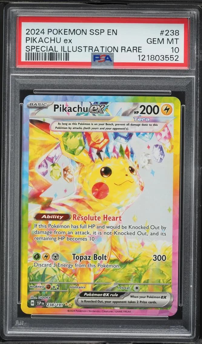 2024 #238 Pikachu EX PSA 10 Ssp EN-Surging Sparks Pokemon