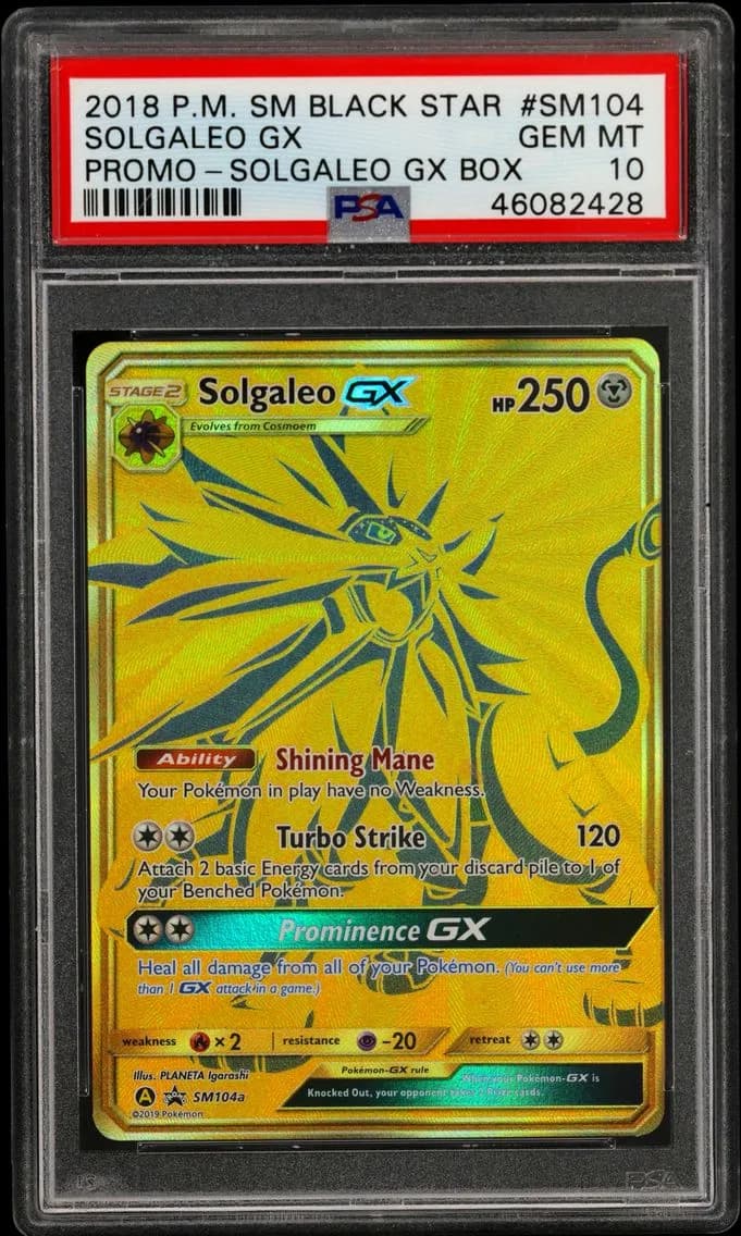 2018 #SM104 Solgaleo GX PSA 10 SM Black Star Promo