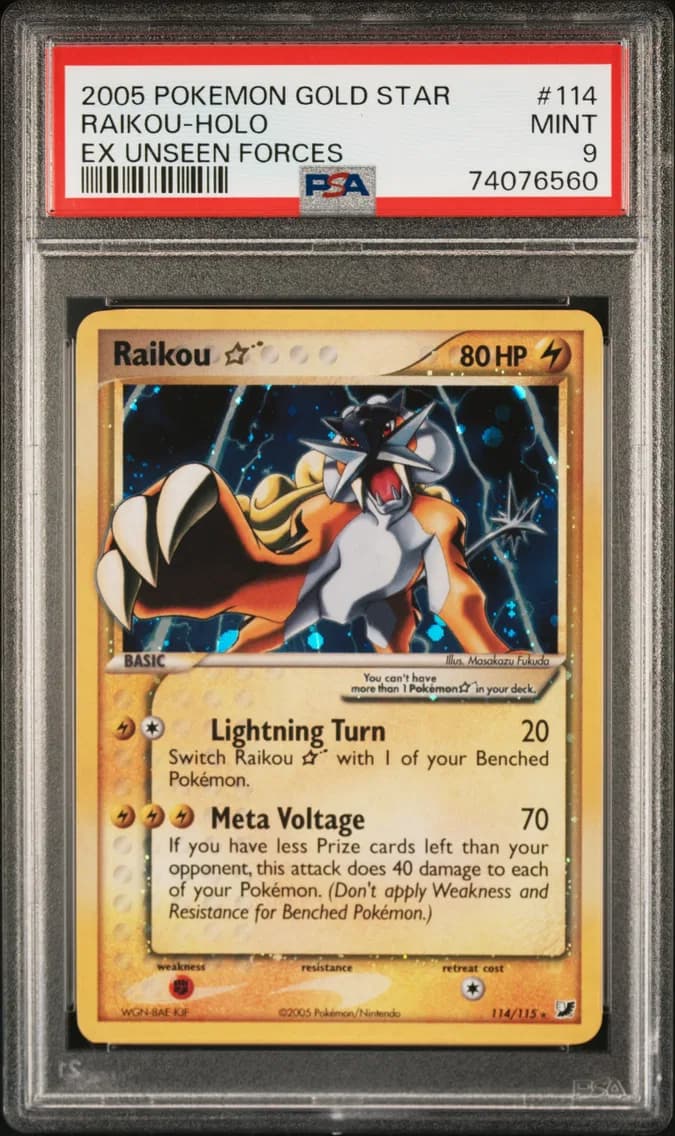 2005 #114 Raikou-Holo Gold Star PSA 9 EX Unseen Forces