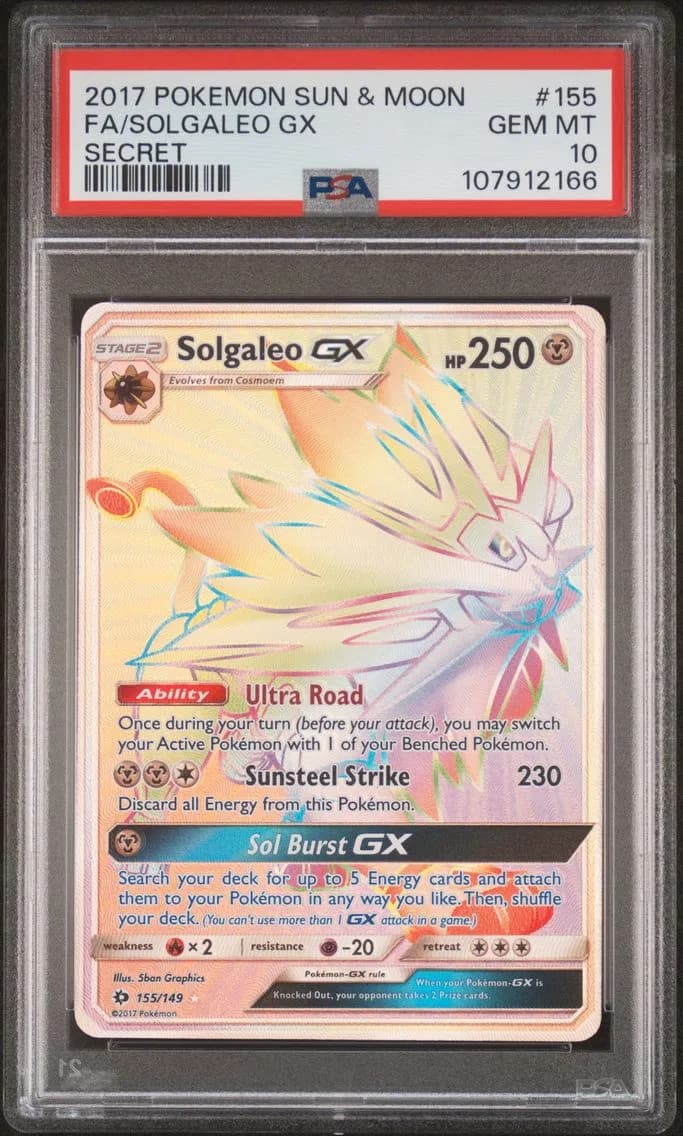 2017 #155 Full Art/Solgaleo GX PSA 10 Sun & Moon