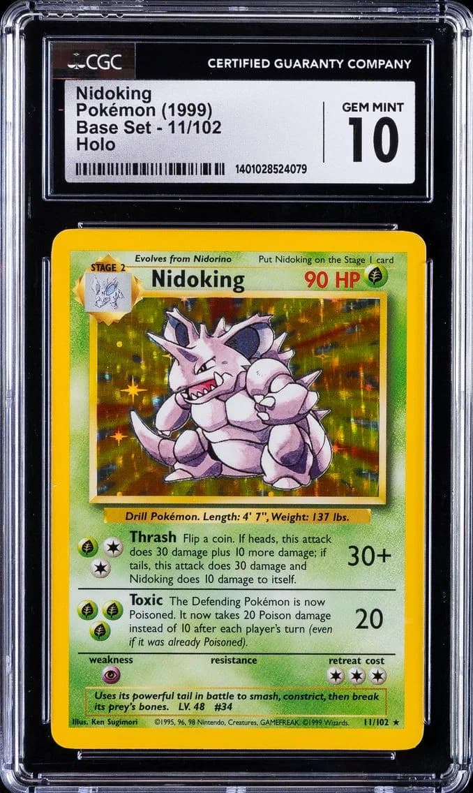 1999 #11 Nidoking-Holo CGC 10 Game Pokemon