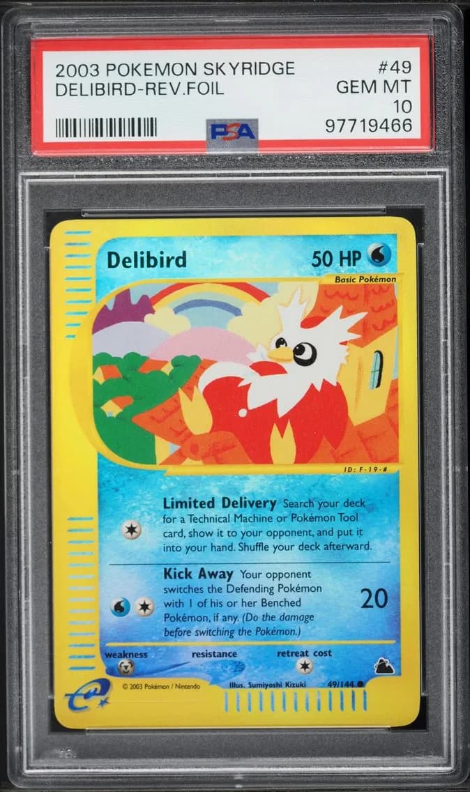 2003 #49 Delibird-Reverse Foil PSA 10 Skyridge Pokemon