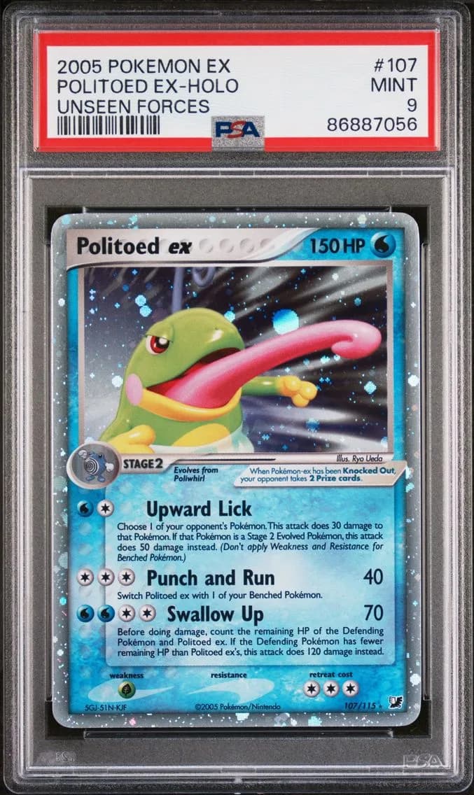 2005 #107 Politoed EX-Holo PSA 9 EX Unseen Forces