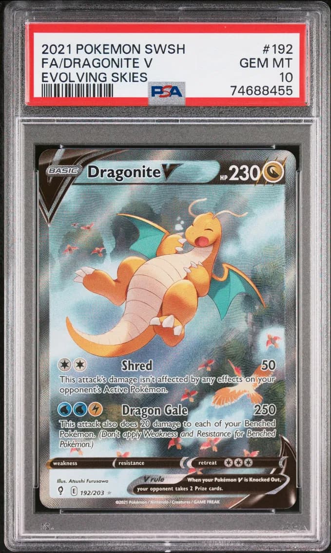 2021 #192 Full Art/Dragonite V PSA 10 Sword & Shield Evolving Skies