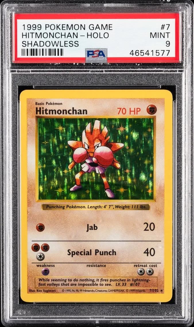 1999 #7 Hitmonchan-Holo PSA 9 Game Pokemon