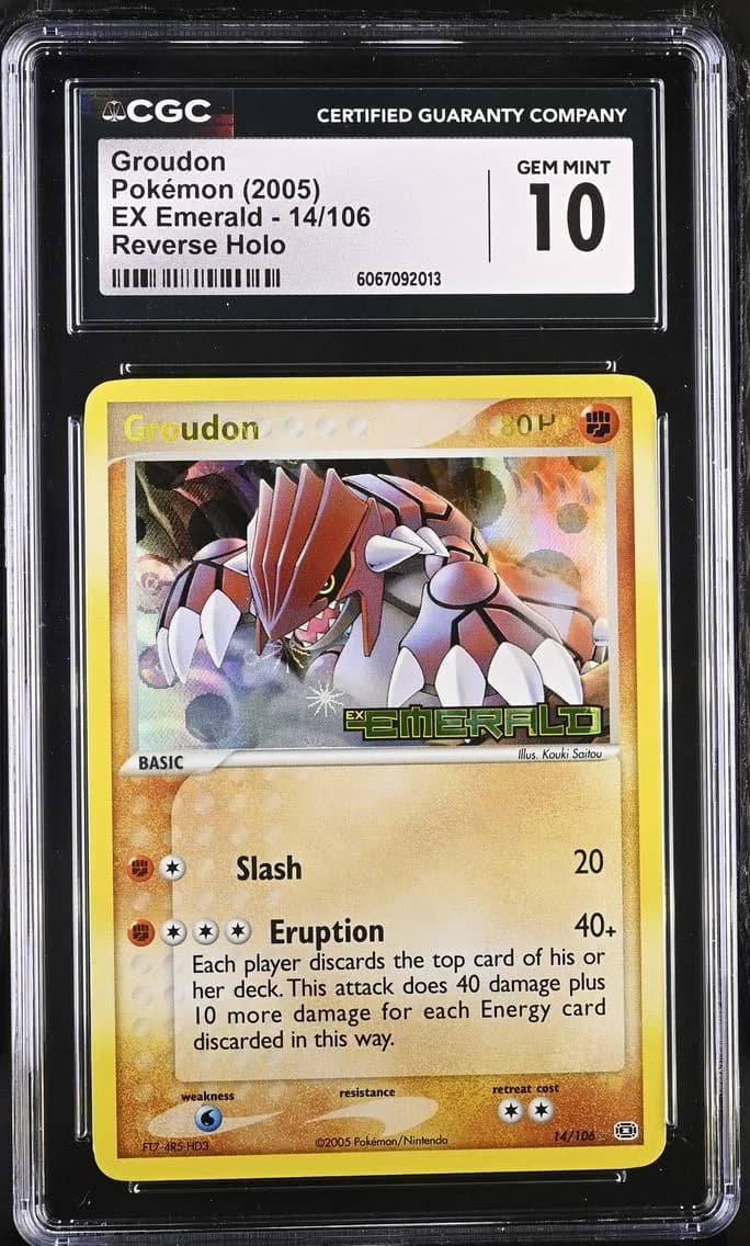 2005 #14 Groudon Reverse Holo CGC 10 EX Emerald - English