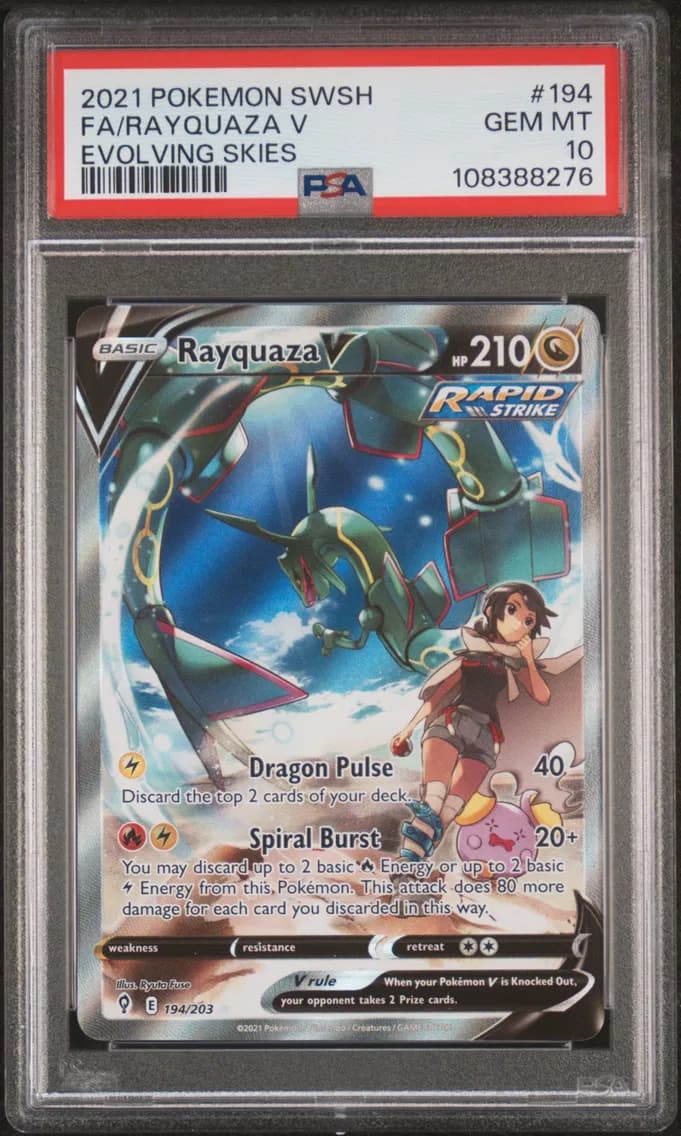 2021 #194 Full Art/Rayquaza V PSA 10 Sword & Shield Evolving Skies
