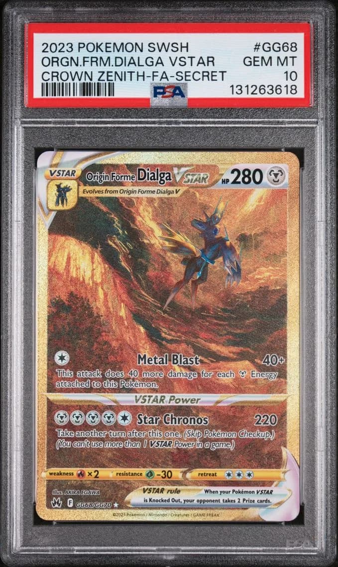 2023 #GG68 Full Art/Origin Forme Dialga Vstar PSA 10 Sword and Shield Crown Zenith Pokemon