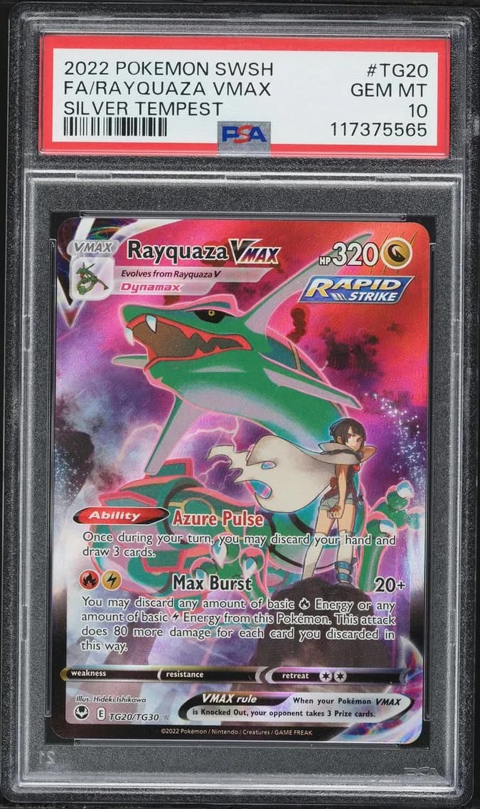 2022 #TG20 Full Art/Rayquaza Vmax PSA 10 Sword & Shield Silver Tempest Pokemon