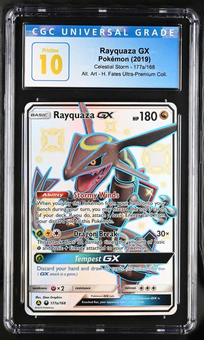 2019 #177a Rayquaza GX CGC 10 Pristine Celestial Storm - English