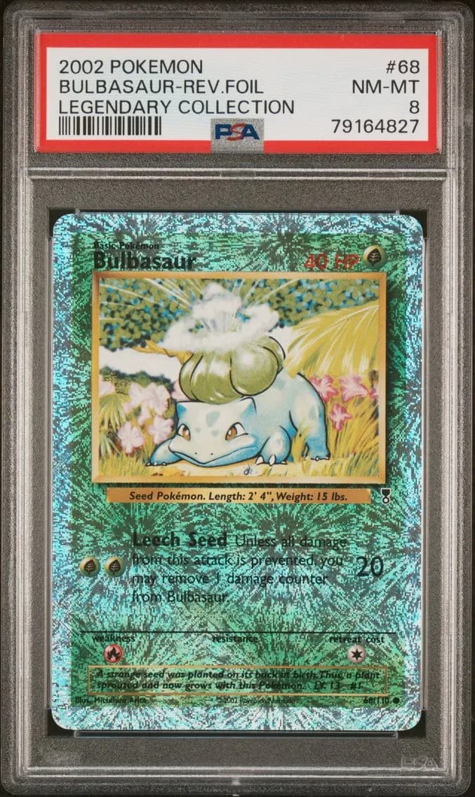 2002 #68 Bulbasaur-Reverse Foil PSA 8 Legendary Collection