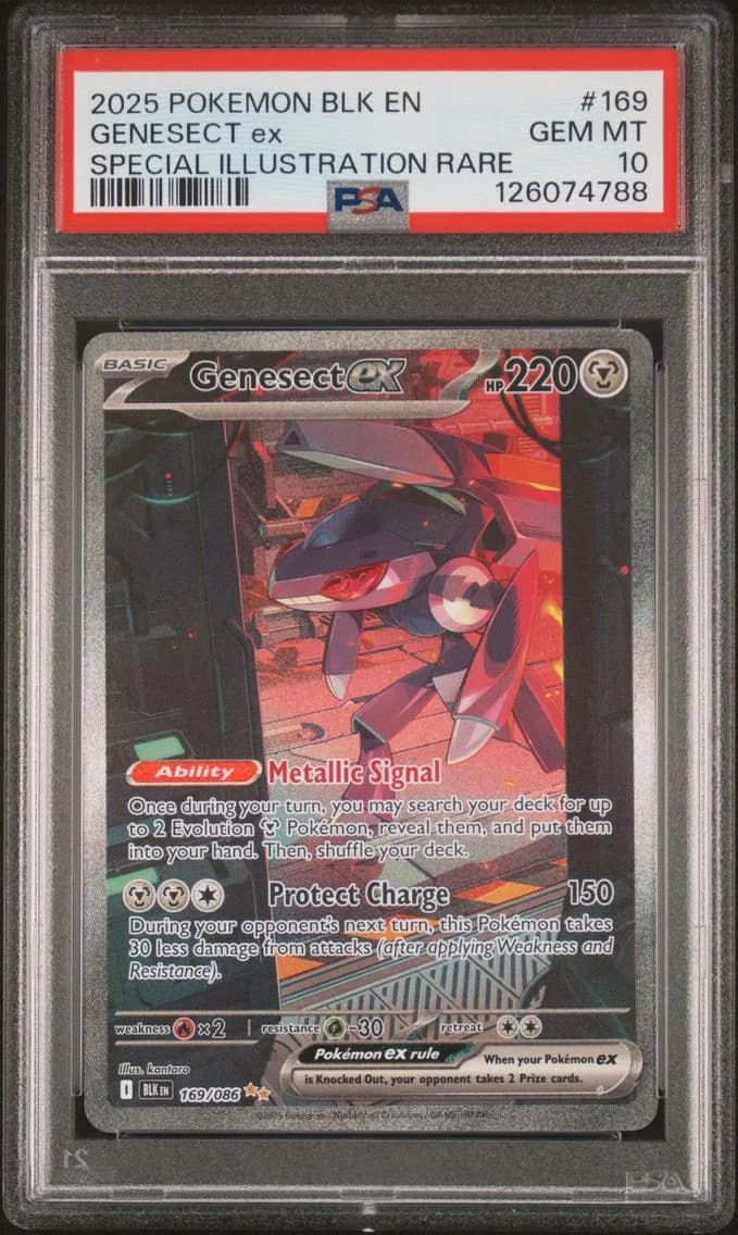 2025 #169 Genesect EX PSA 10 Blk EN-Black Bolt Pokemon