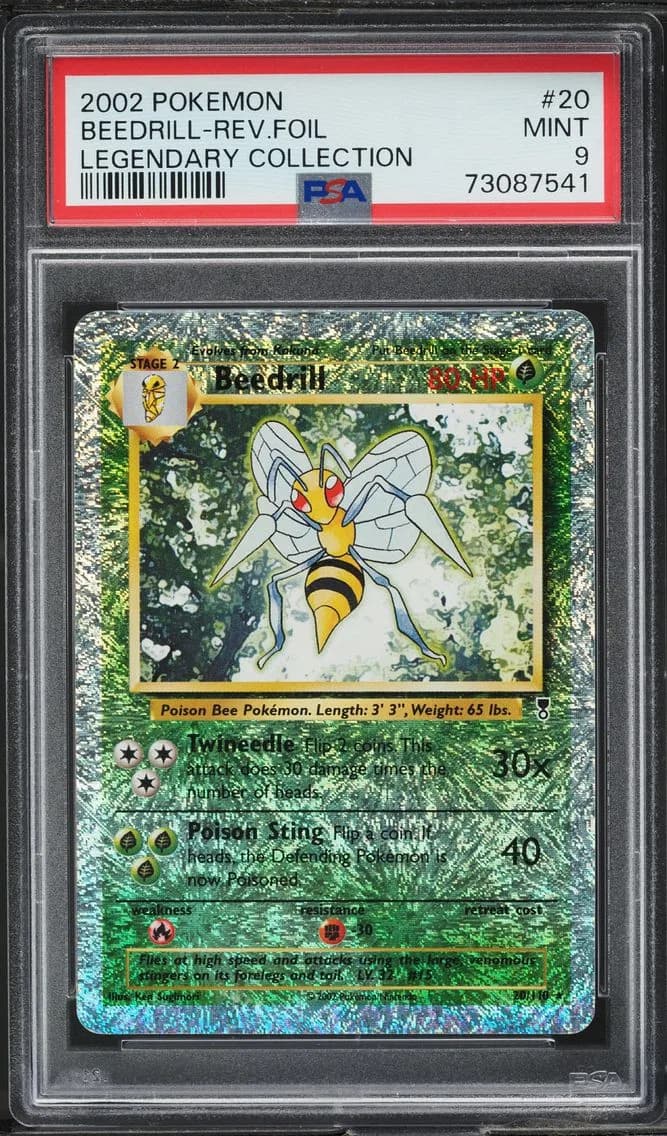 2002 #20 LEGENDARY COLLECTION REVERSE HOLO BEEDRILL PSA 9 POKEMON
