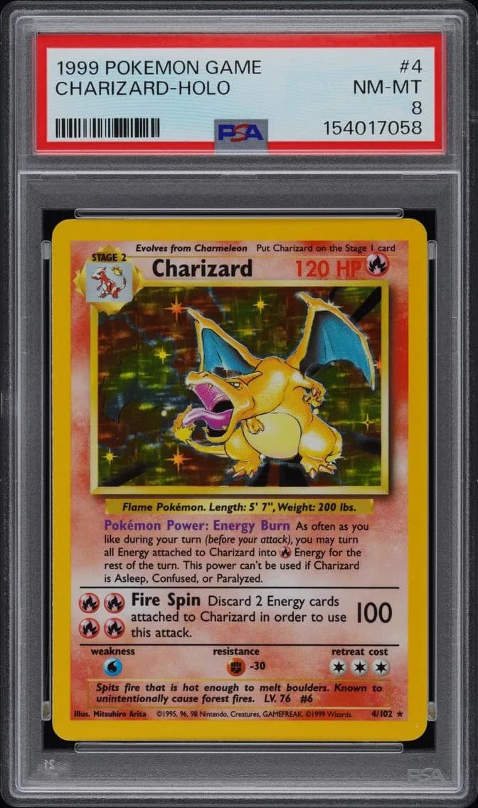 1999 #4 Charizard-Holo PSA 8 Game Pokemon