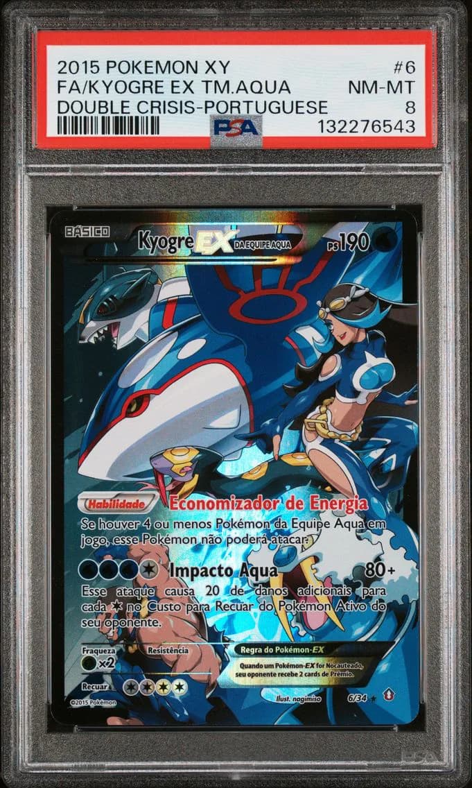 2015 #6 Full Art/Kyogre EX DA Equipe Aqua PSA 8 XY Double Crisis Pokemon