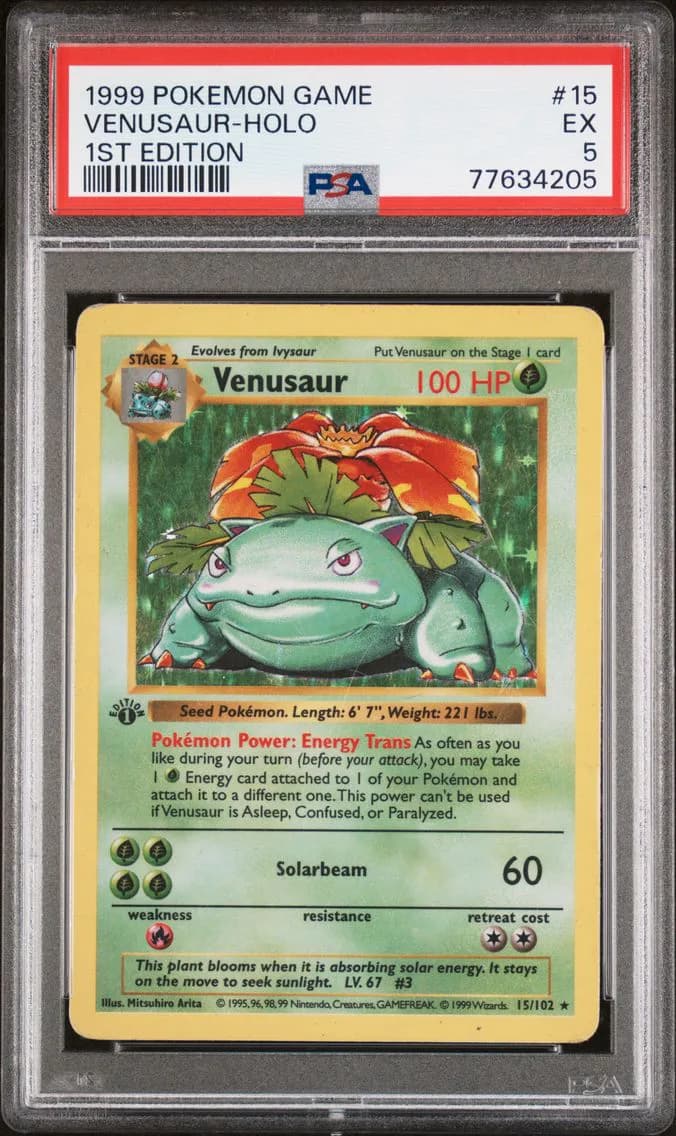1999 #15 Venusaur-Holo 1st Edition PSA 5 Game Pokemon