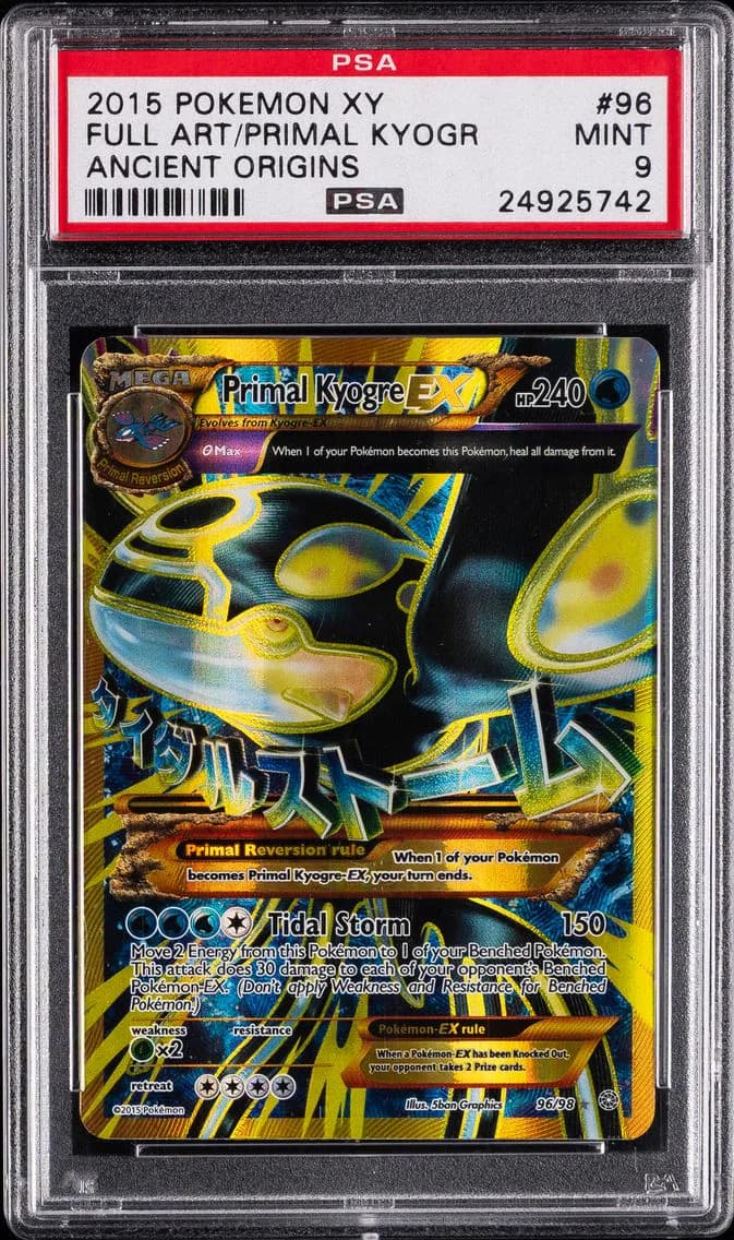 2015 #96 Full Art/Primal Kyogre EX PSA 9 XY Ancient Origins Pokemon