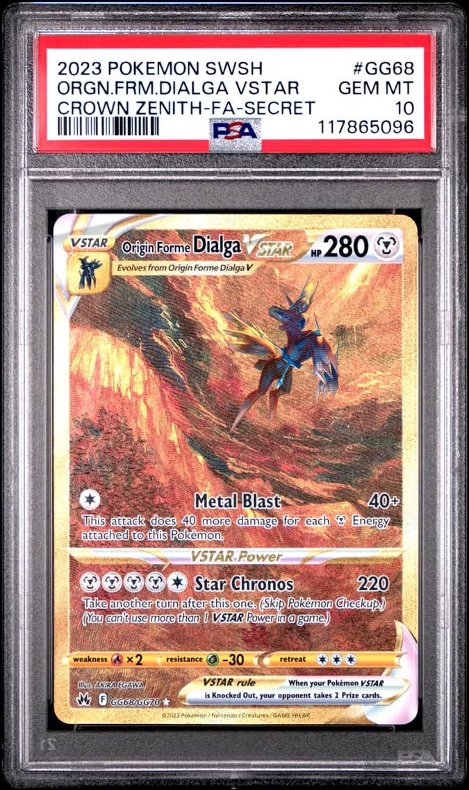 2023 #GG68 Full Art/Origin Forme Dialga Vstar PSA 10 Sword and Shield Crown Zenith
