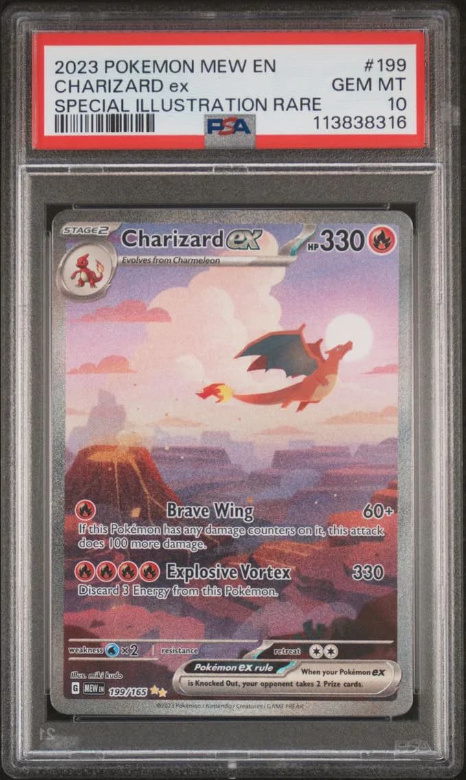 2023 #199 Charizard EX PSA 10 Mew EN-151