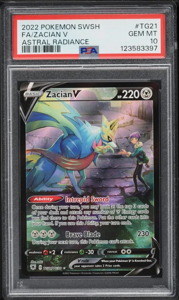 2022 #TG21 Full Art/Zacian V PSA 10 Sword & Shield Astral Radiance Pokemon
