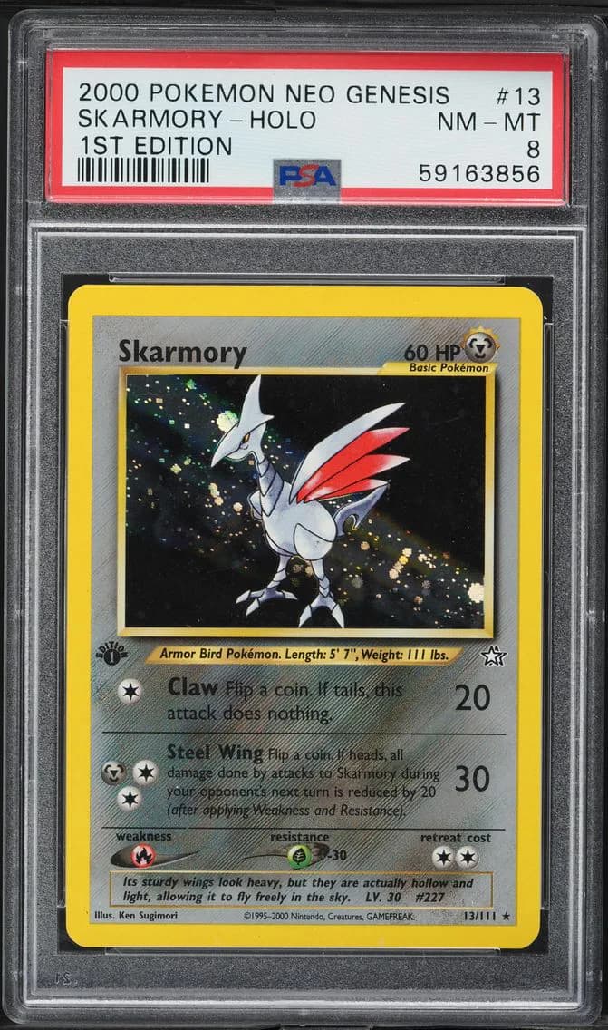 2000 #13 Skarmory-Holo PSA 8 Neo Genesis 1st Edition Pokemon