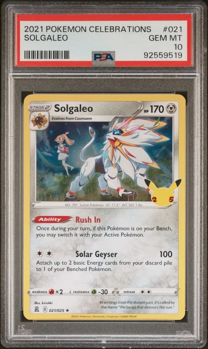 2021 #021 Solgaleo Base PSA 10 Celebrations Pokemon