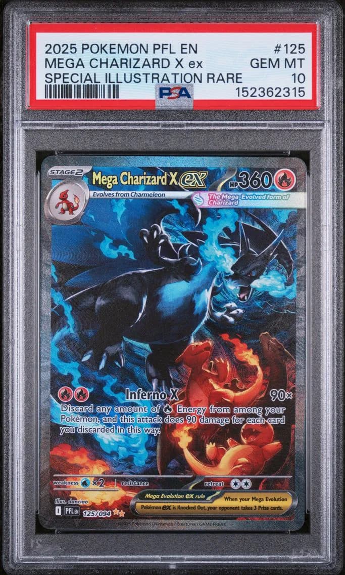 2025 #125 Mega Charizard X EX PSA 10 Pfl EN-Phantasmal Flames