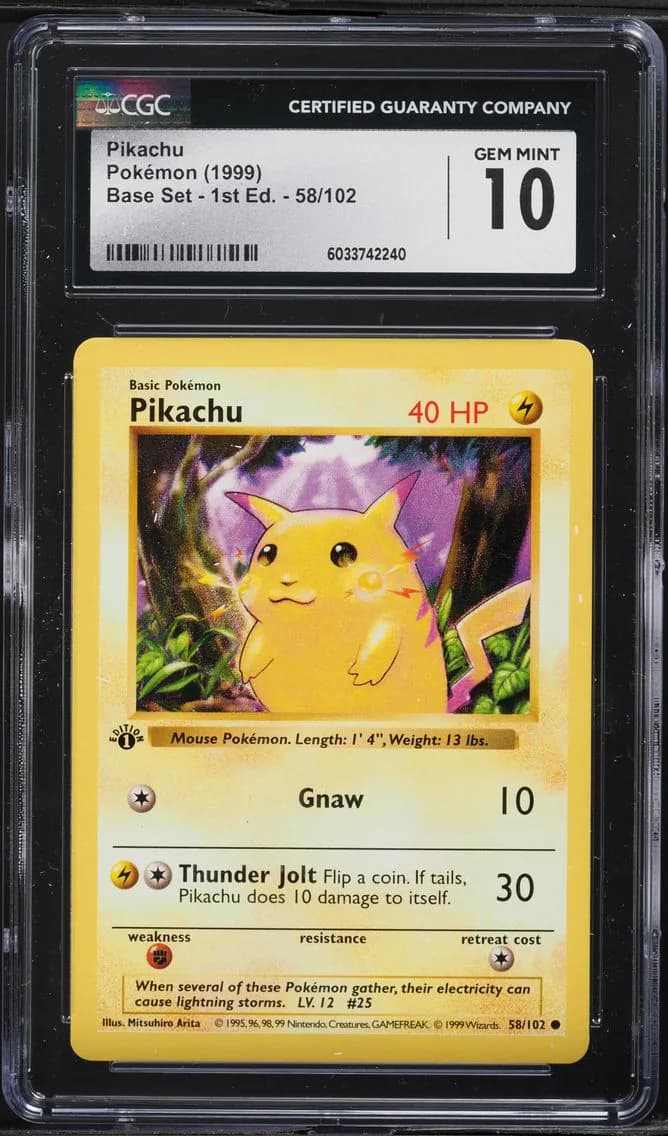 1999 #58 Pikachu CGC 10 Game Pokemon